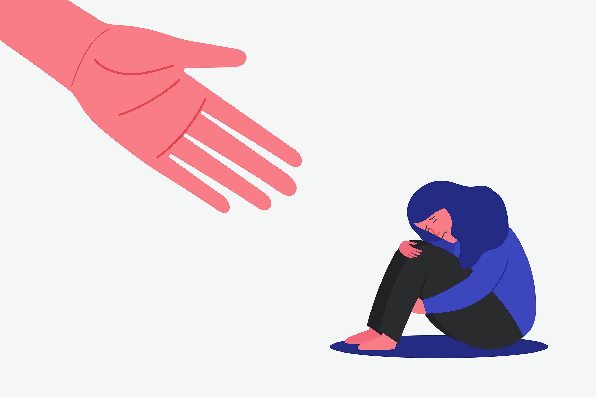 Graphic of a woman crying